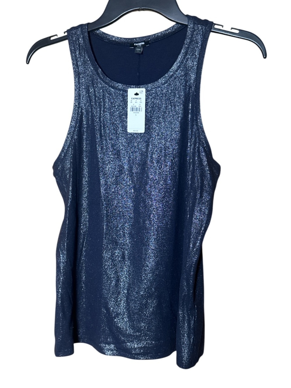 Express Women’s Navy Blue Shimmer Glitter Tank Top - Size L